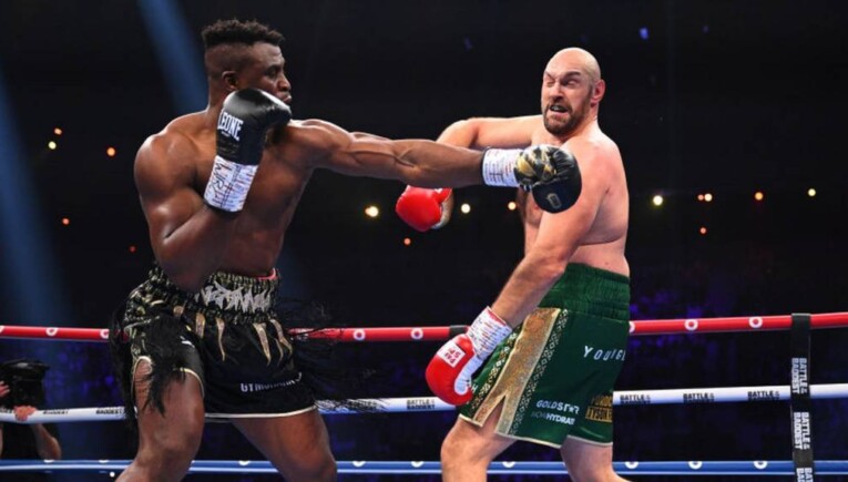Francis Ngannou punches Tyson Fury in Boxing Match