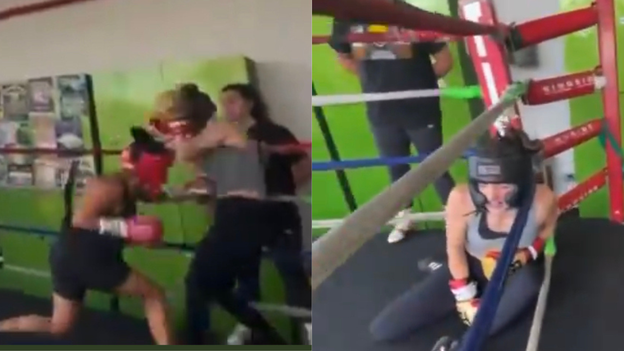 Amanda Serrano dropping Sparring Partner